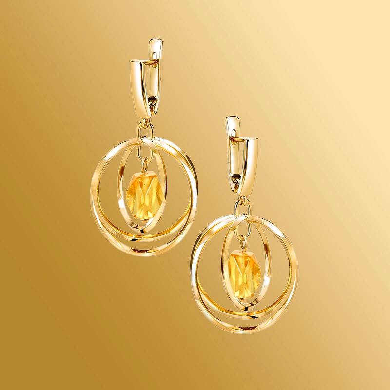 Серьги бижутерия с янтарем